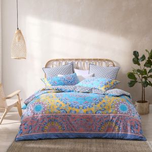 LOGAN & MASON AVILA BLUE QUEEN QUILT COVER SET