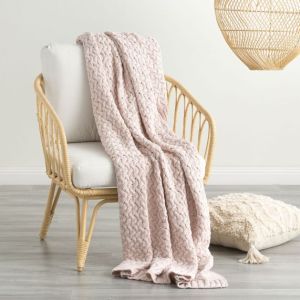 LENNI 100% COTTON KNITTED THROW RUG PRIMROSE