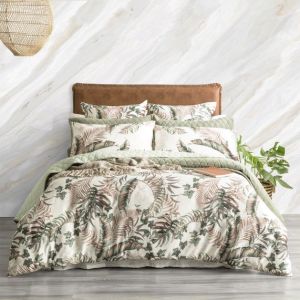 PALM COVE PEARL QUEEN QUILT COVER SET