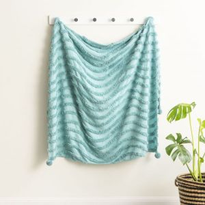 WAVE CHENILLE TUFTED THROW RUG AQUA