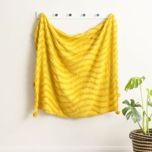 WAVE CHENILLE TUFTED THROW RUG MUSTARD