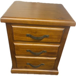 WOODSTOCK 3 DRAWER BEDSIDE TABLE